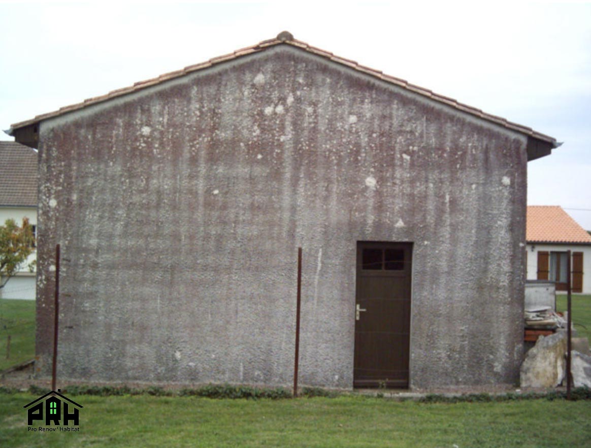 Photo avant le traitement et l'entretien d'une façade de maison