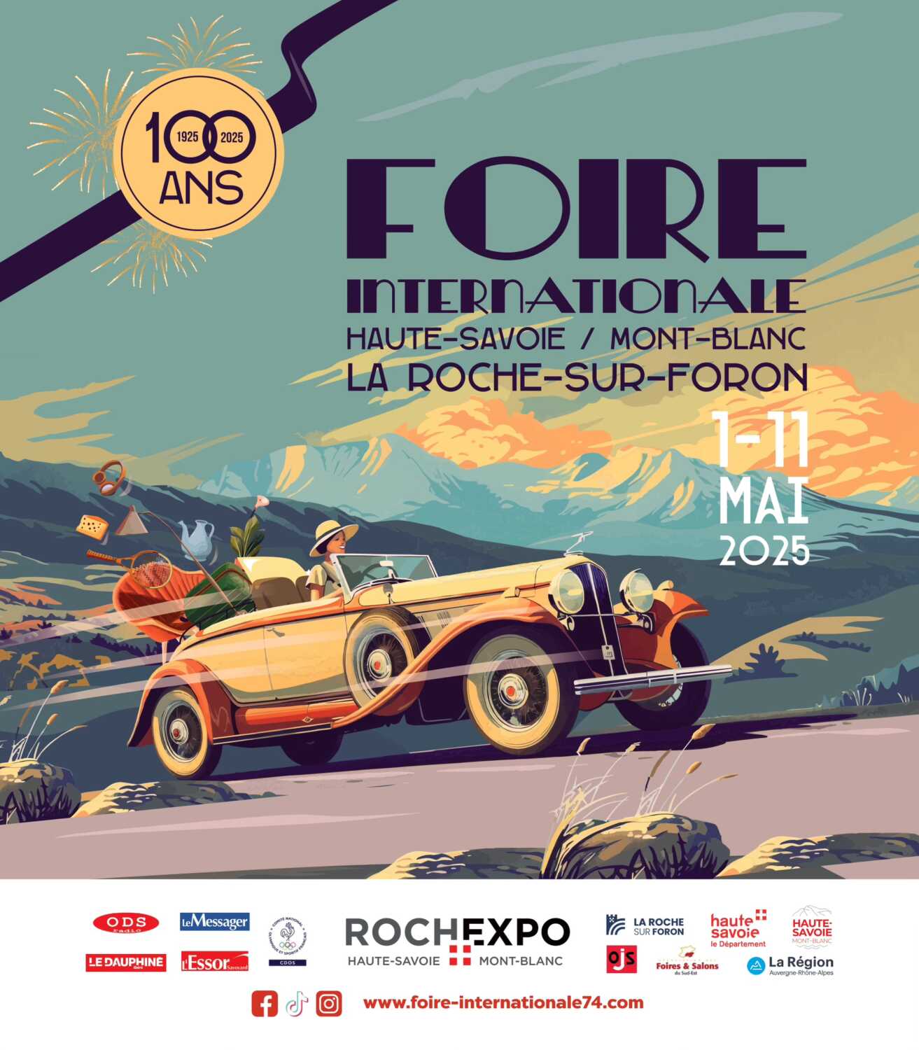 Affiche de présentation des 100 ans de la foire internationale Haute-Savoie Mont-Blanc à la Rochexpo